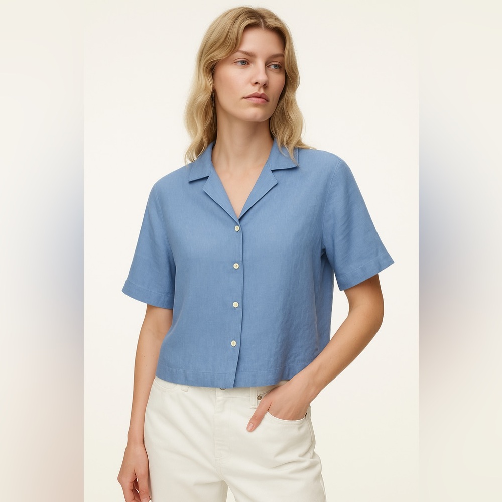 NWOT | Aritzia Wilfred | Beso Linen Shirt | Cornflower Blue | Size S